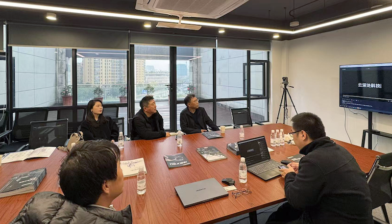 President of Zhong'an Technology, Cha Lei, and his delegation visited Hangzhou Yunshen Technology Co., Ltd. for inspection and exchange